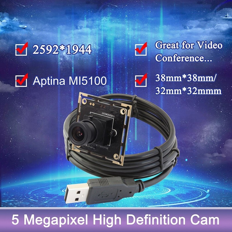 Android/Linux/Windows CMOS Camera Module Board 5MP Webcam Video with 2.1mm Lens gallery