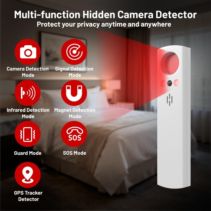 6-in-1 Hidden Camera Detector & Bug Finder, Portable RF Signal Scanner, Privacy gallery