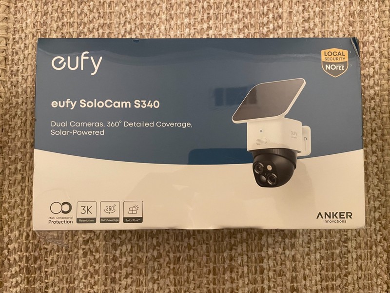 eufy Security SoloCam S340 - Dual Camera, Solar Powered, 3K, 360° Pan/Tilt - NEW