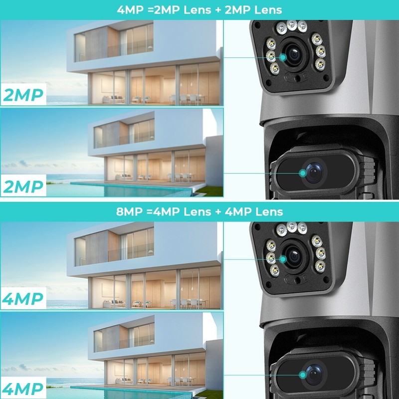 NEW 2023 8MP 4K IP Camera Dual Lens Dual Screen PTZ Wifi Camera Outdoor Waterpro gallery