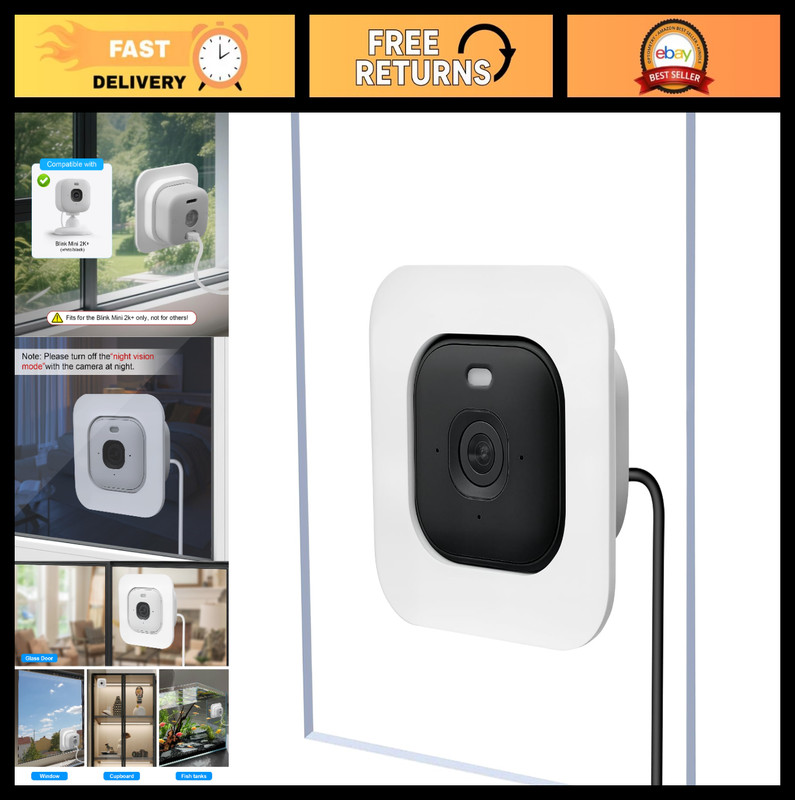 2 Pack Window Mount for Blink Mini 2K+ Indoor Camera, Secure Glass Holder for Wi