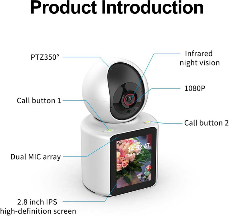 Two Way Pet Camera with 2.8 Inch HD Screen, 1080P Video Calling Camera for Indoo gallery