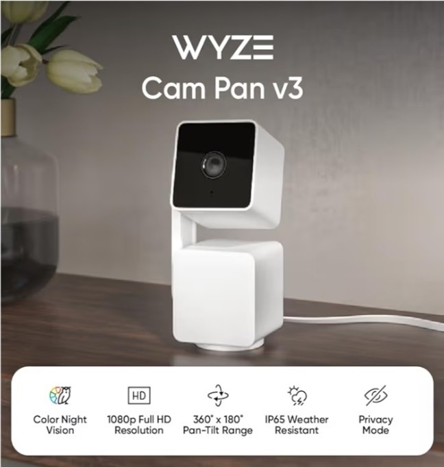 WYZE Cam Pan v3, Indoor/Outdoor IP65-Rated 1080p Pan/Tilt/Zoom Wi-Fi Smart Home gallery
