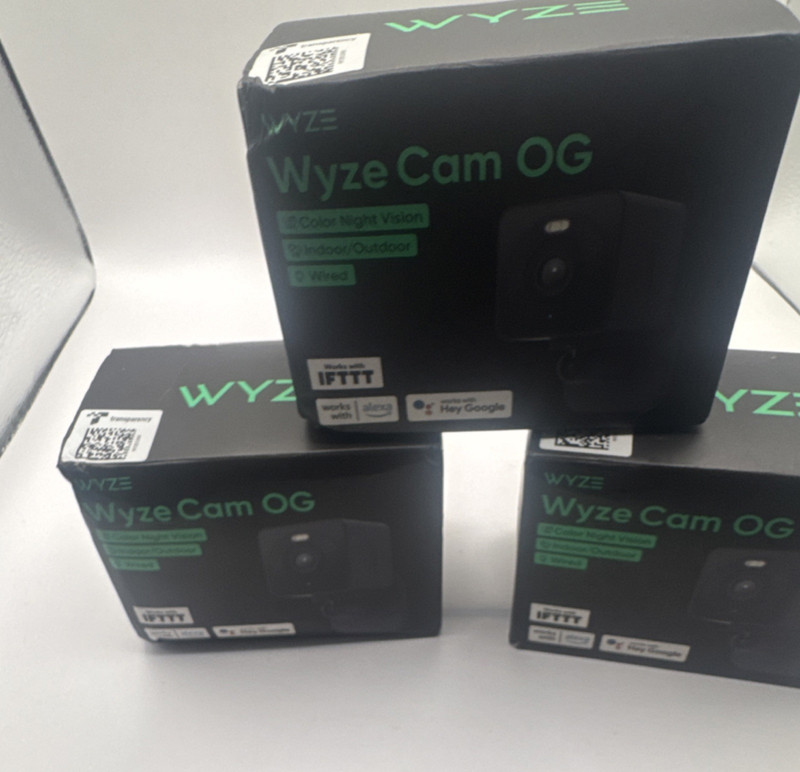 Wyze Cam OG Wired Color Night Vision Indoor/Outdoor IP Security Camera 3 pack