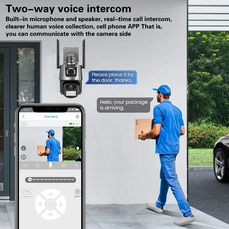 PEGATAN Dual Lens Dual Screen 8MP WIFI PTZ Camera Outdoor IP Cam AI Auto Track gallery