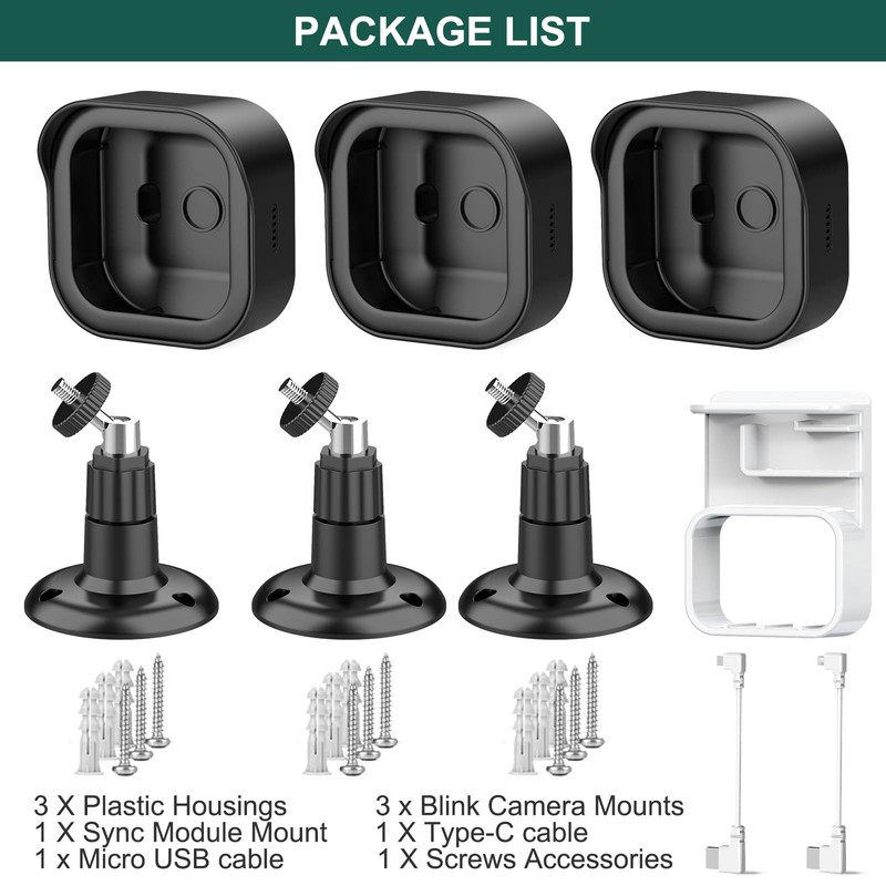 Blink Mount for Outdoor 2K+, 3 Pack Protective Housing and 360° Adjustable Br... gallery