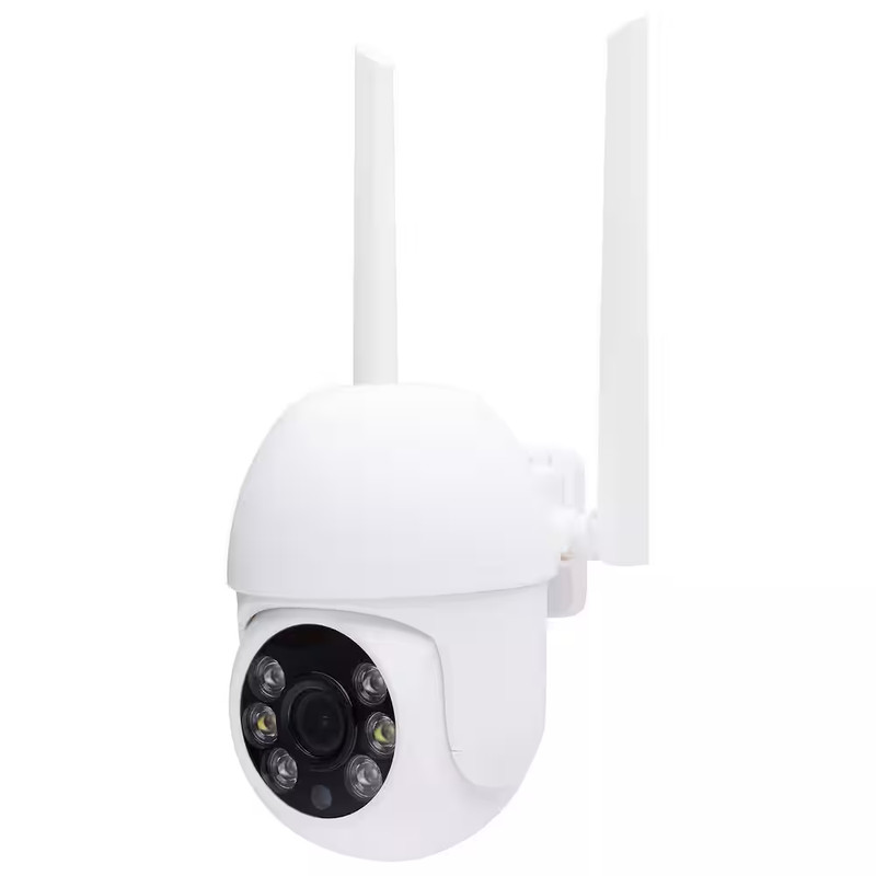 Starfish Wi-Fi Smart Outdoor Pan and Tilt Plug-In Security Camera with Light, Wh