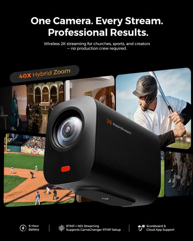 NearStream VM33 Gen 2 Wireless Camera 40X Zoom 2K Live gallery