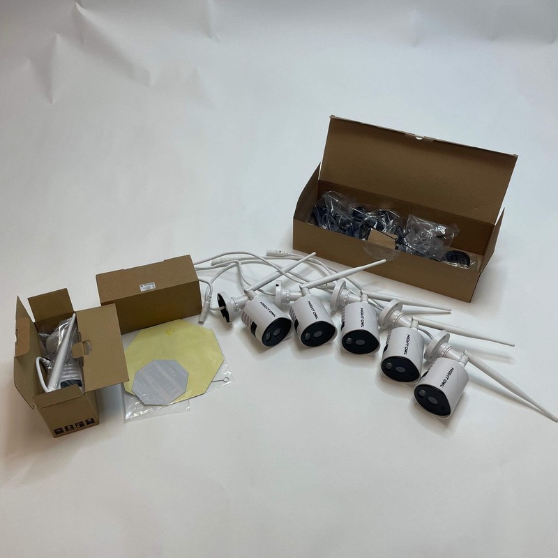 Lot of 7 Night Owl WNIP-2LTA-BU Security Cameras + Power Cables Untested
