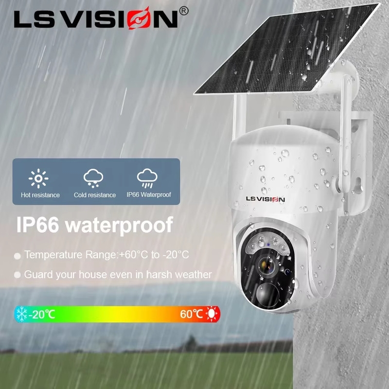 LS VISION 4MP Solar Wireless Security Camera Outdoor Solar Monitor Camera Night gallery