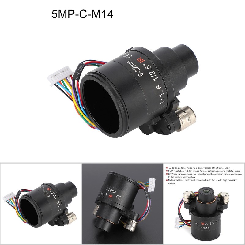 5MP Camera Lens 6-22mm Motorized Zoom M14 Mount Security Surveillance gallery