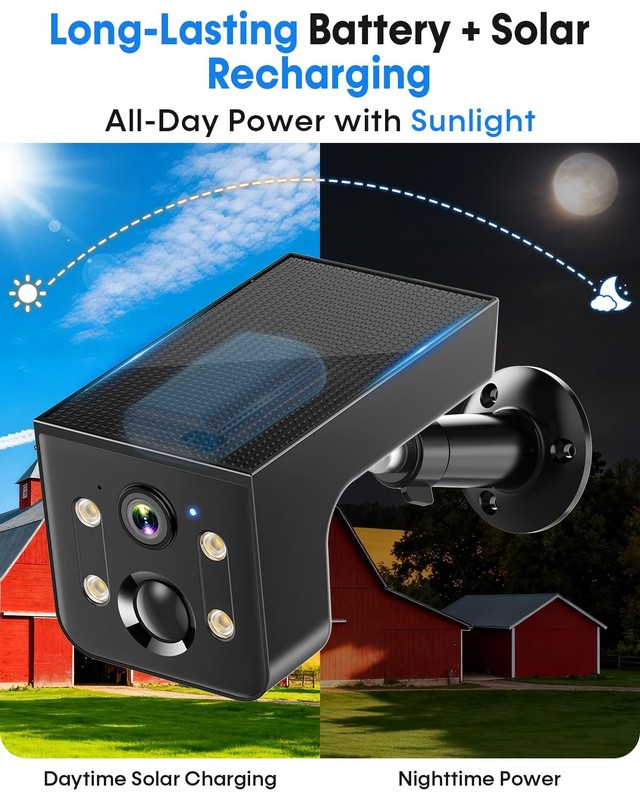 Wireless Solar Outdoor: 2K HD Solar Powered WiFi with AI Motion Detection & C... gallery