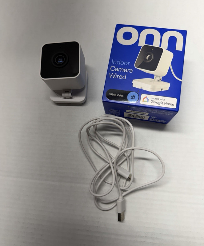 2x onn. Indoor Camera Wired 1080p HDR Night Vision Two-Way Audio Wi-Fi White