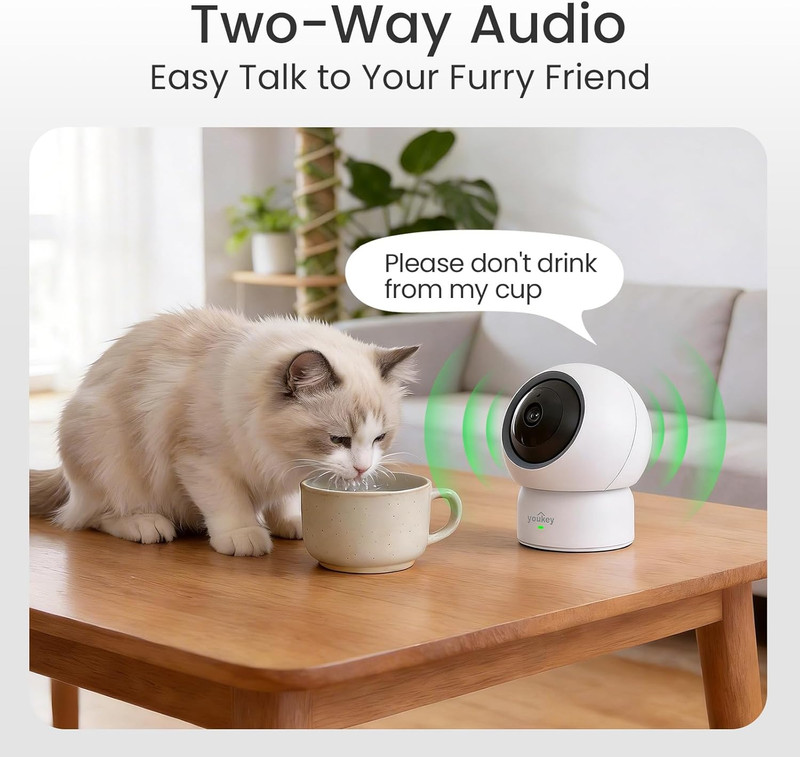 2.5K Indoor Pet Security Camera, Two-Way Audio Chat to Your Pets, AI Pet/Human D gallery