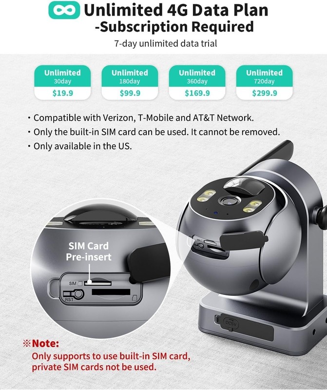 Cellular Security Camera No WiFi 4G LTE Solar Wireless 360 Live View gallery