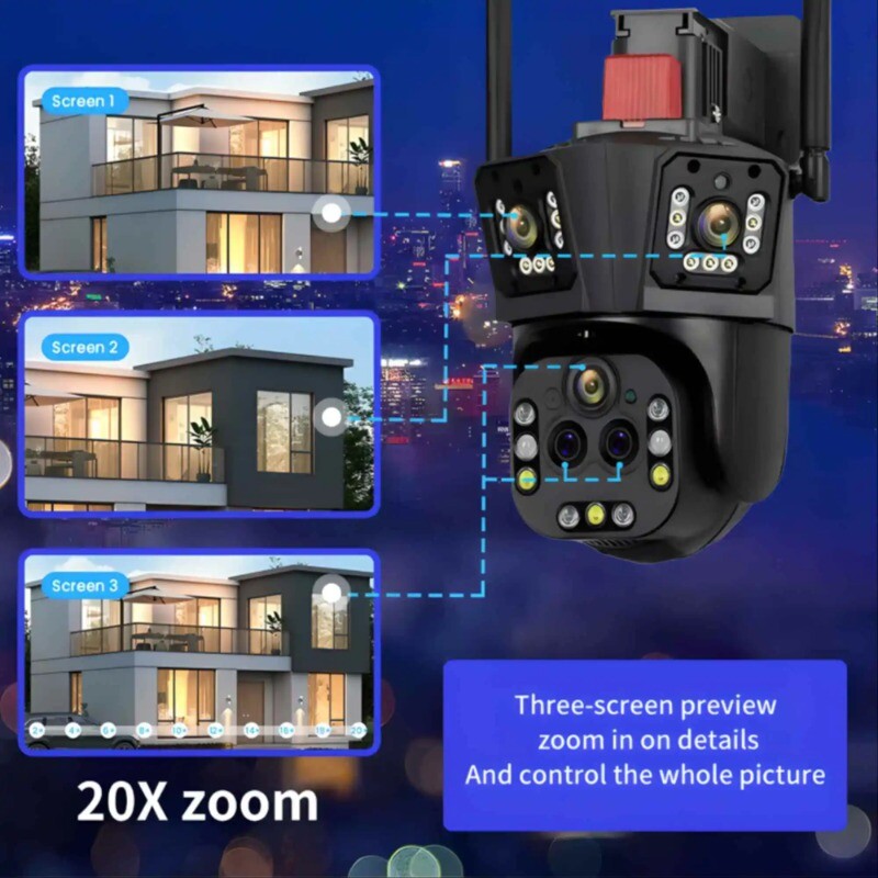 10K 20MP WiFi IP Camera 3 Screens Outdoor 360° Security Ai Tracking CCTV Camera gallery