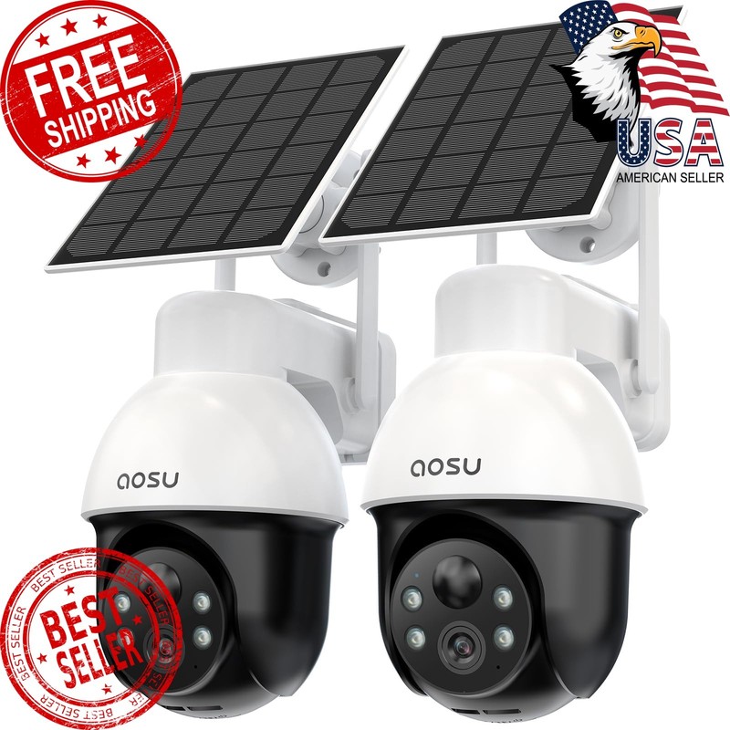 aosu 3K 5MP Solar Camera System Wireless 2 Pack