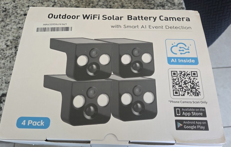 4-Pack Outdoor WiFi Solar/Battery 2K IP Cameras Color Night Vision Audio