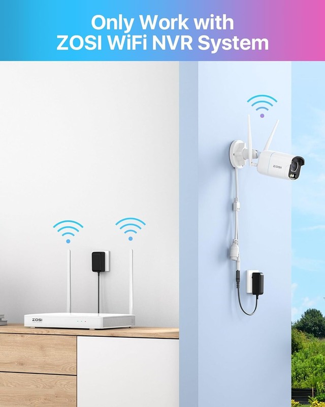ZOSI 4MP 2.5K Add-On Security WiFi IP Wireless Only Work NVR Camera 2-Way Audio gallery