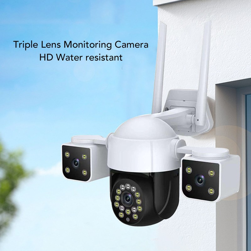 Wireless Security Camera Three Lens 6MP HD 360 Degree Pan Tilt 2 Way Talk Ou US gallery