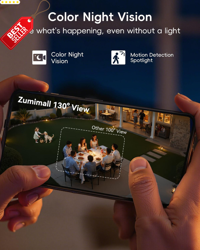 2K Wireless Security Camera Outdoor 3MP Color Night Vision 2Way Talk IP66 US gallery