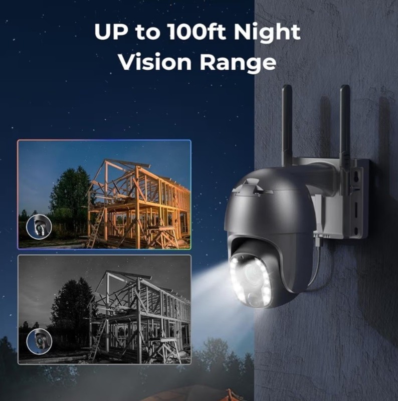 ELYSOO 5MP 4G LTE Solar PTZ Outdoor Camera 10X Zoom Night Vision Tracking gallery
