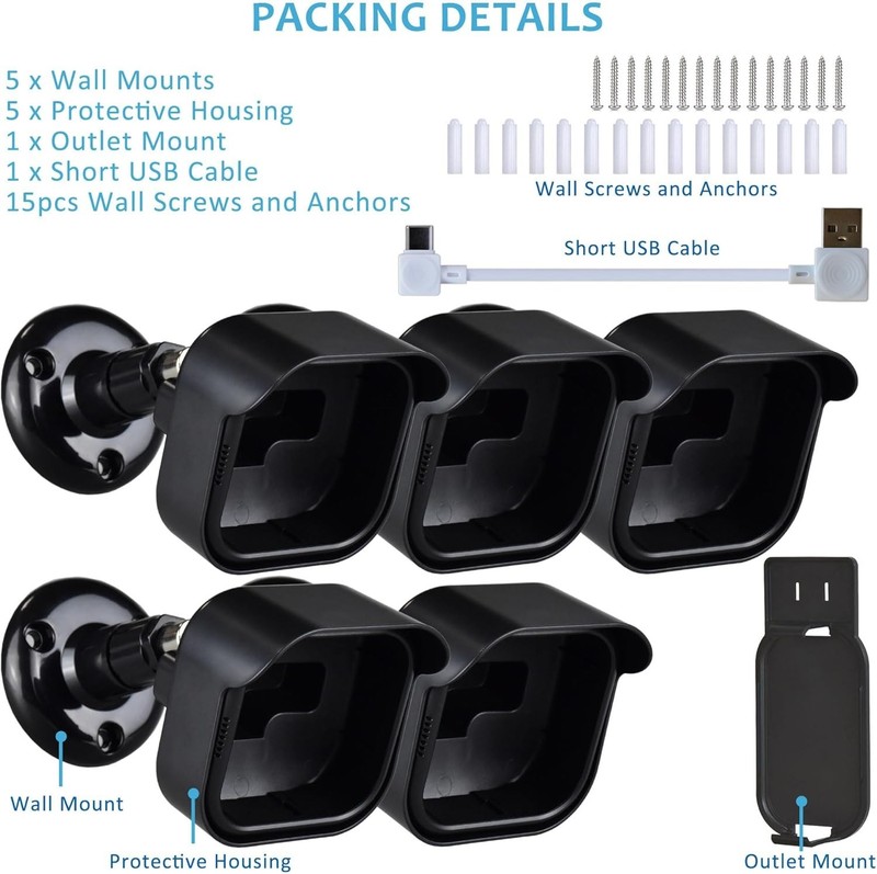 Weatherproof 5-Pack Mount Bracket for Blink Outdoor Camera System - 360° View gallery