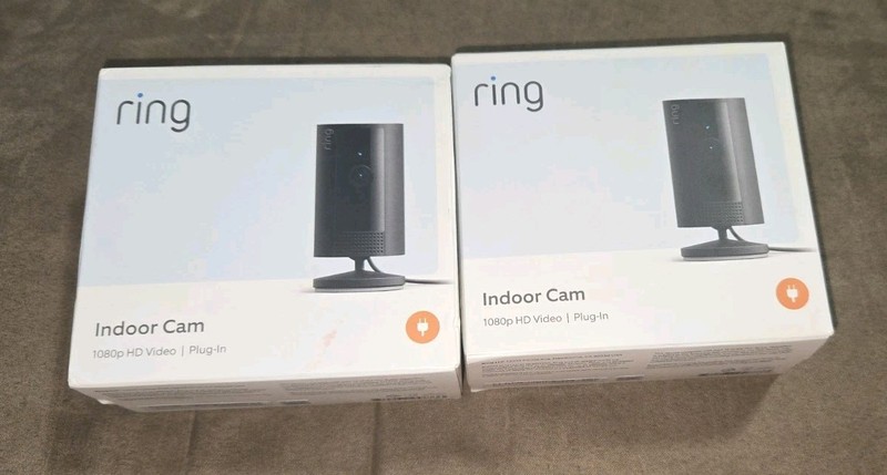 TWO NEW Ring Indoor Cam 1080p HD Video (2nd Gen) Plug-In Security Camera BLACK
