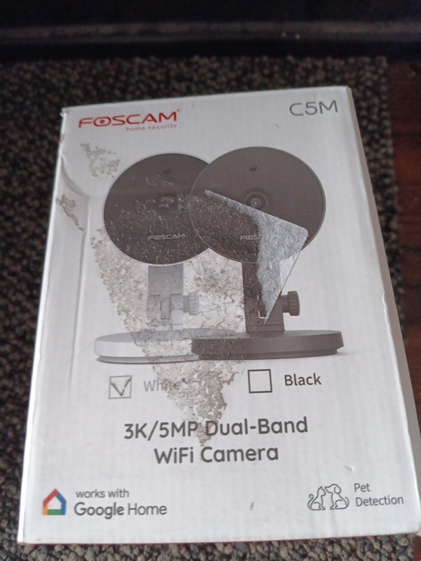 Foscam C5M 5MP 3K Dual-Band WiFi Indoor Security Camera White New Open Box