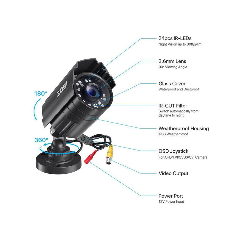 2MP 1920TVL Hardwired Security Camera Outdoor Only Work for TVI/CVI/AHD/CVBS 960 gallery
