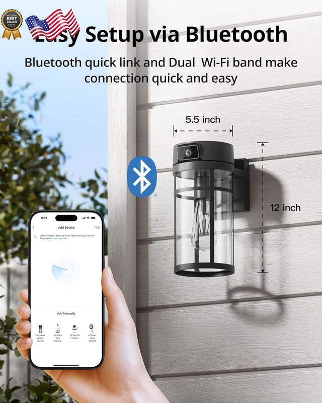 Outdoor Wall Lantern Light Camera, 2K Wi-Fi Security Cam with AI Human Detection gallery