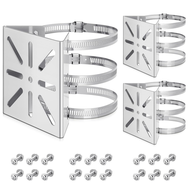 3 Pcs Universal Vertical Pole Mount for Wall Mounting Bracket with 6 Loops St...