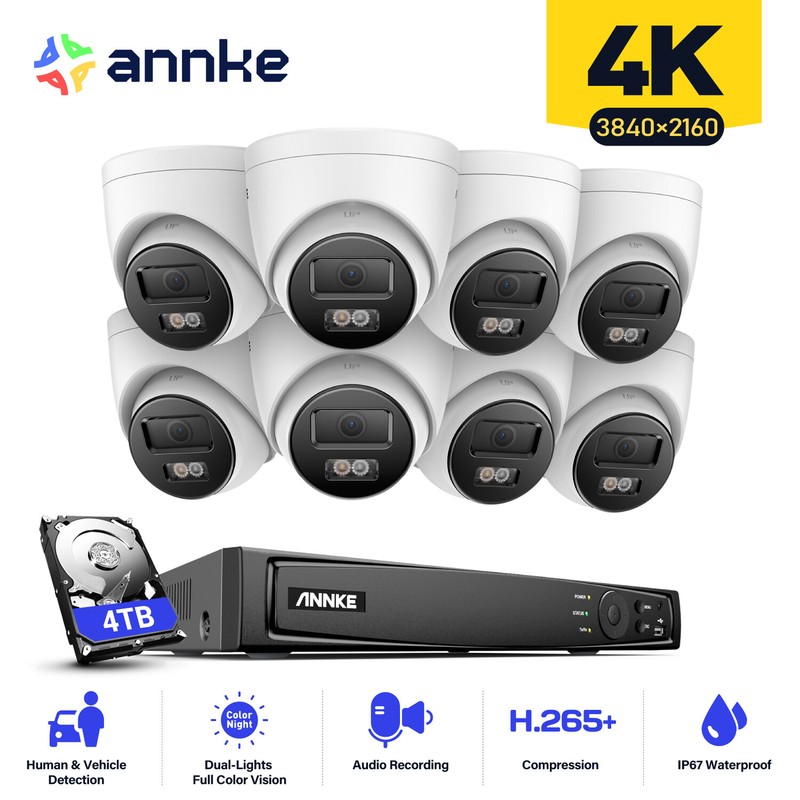 ANNKE 12MP 8CH NVR 4K 8MP PoE Security Camera System Outdoor Color Night Vision