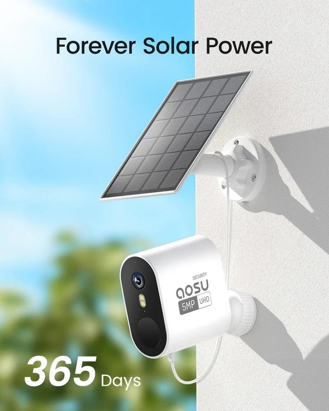 aosu SolarCam System Max 5MP HD 32GB Solar Security Camera System (2 Camera) gallery