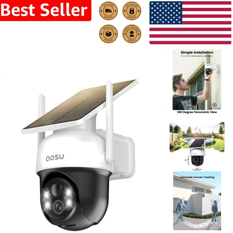 Outdoor Solar Security Camera 2K Wire-Free Wireless Home Surveillance PTZ
