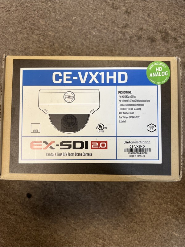 Clinton Electronics CE-VX1HD EX-SDI 2.0 1080p Outdoor Zoom Dome Camera White