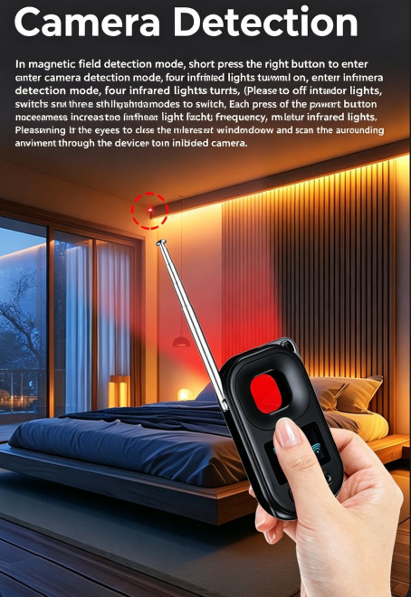 Hidden Camera Detector Infrared Scanner Vibration Alarm Portable Anti-Spy Finder gallery