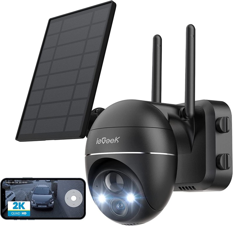 ieGeek Outdoor Wireless Solar Security Camera 2K Home WiFi Battery CCTV System gallery