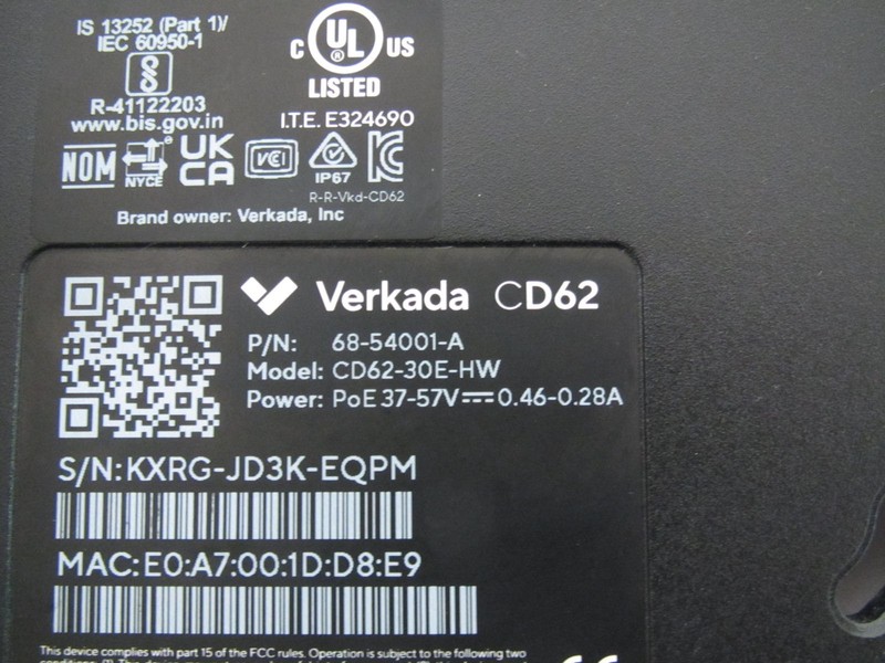 Verkada CD62 / 60-54001-A 4K UHD IR Network Dome Security Camera Free Shipping gallery