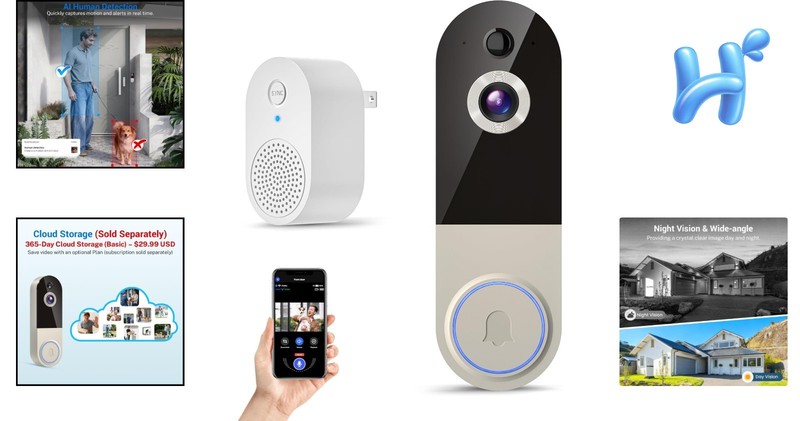 1080P Wireless Video Doorbell Camera, Battery, Night Vision, 2-Way Talk, Motion gallery
