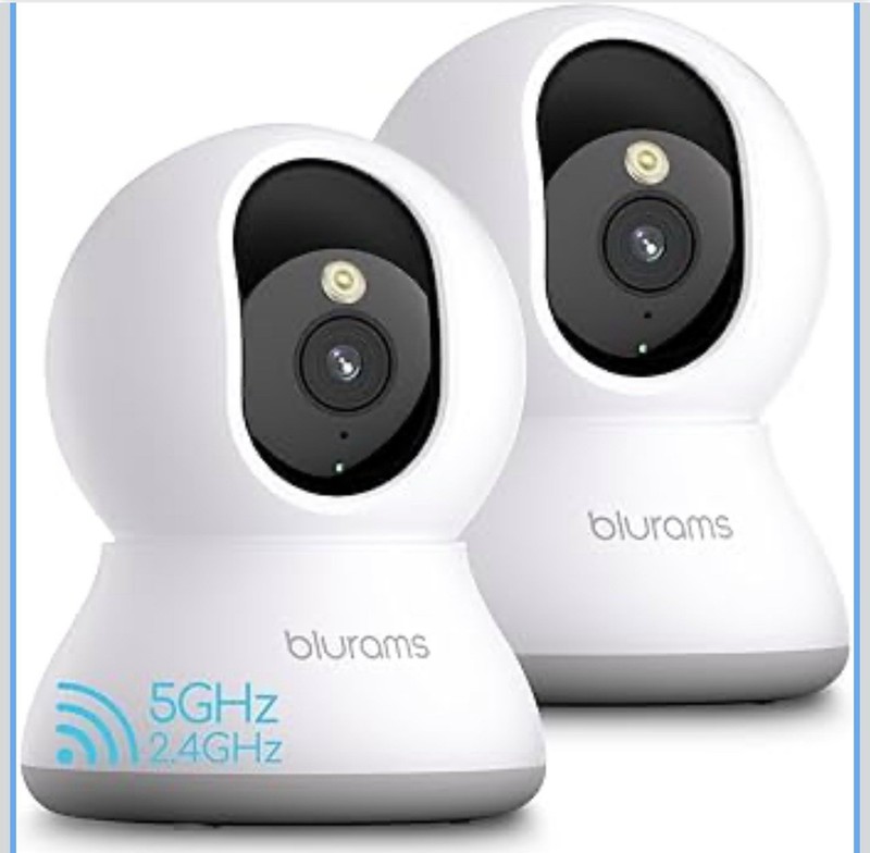 blurams 2K Indoor Security Camera 2-Pack, 360° WiFi6 Pet Cam w/ App & Night Visi