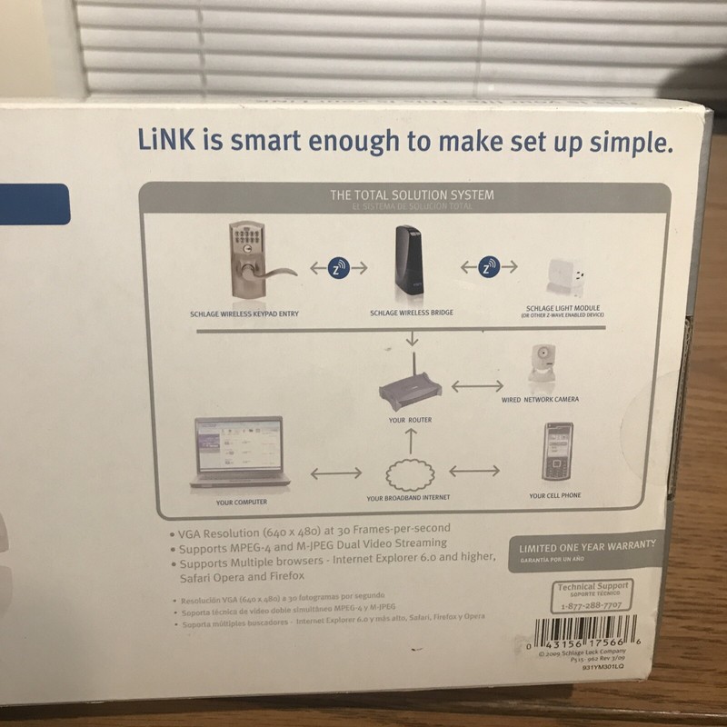 SCHLAGE LINK WCE100 WIRED NETWORK CAMERA NEW OPEN BOX gallery