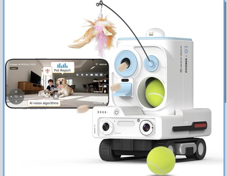 Pmate AI Pet Robot Companion for Dogs & Cats, with Visual Recognition, Remote…