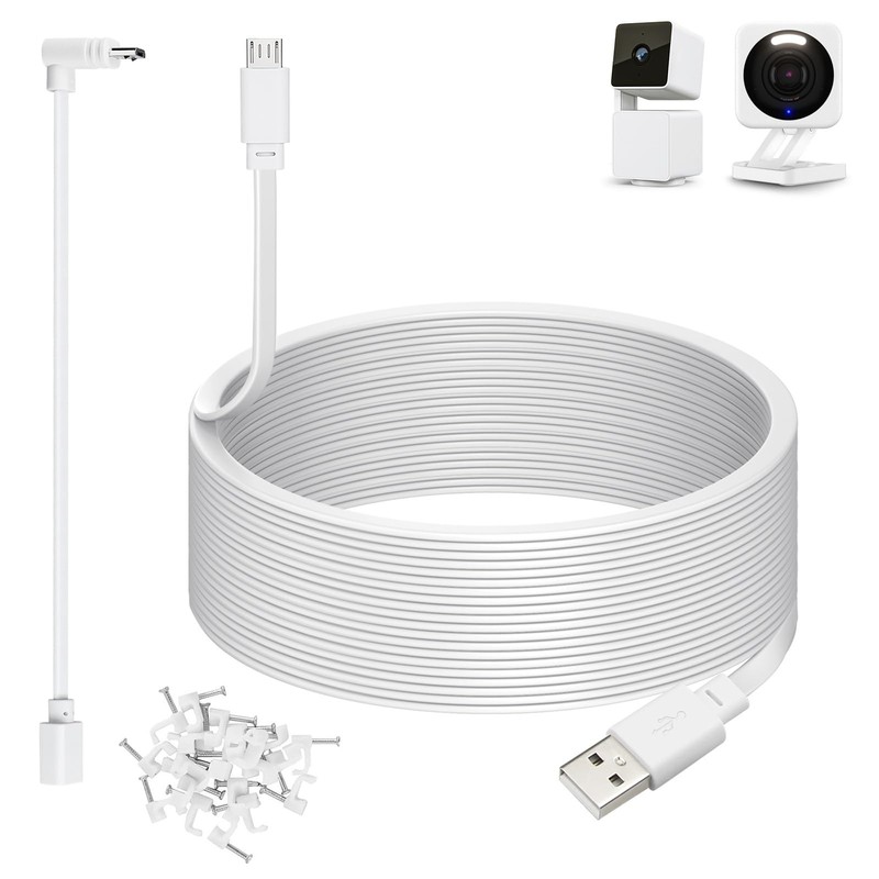 50ft Power Cable for Wyze Cam v4,Wyze Cam Pan v3,Wyze OG,Wyze Cam v3 and v3 P…