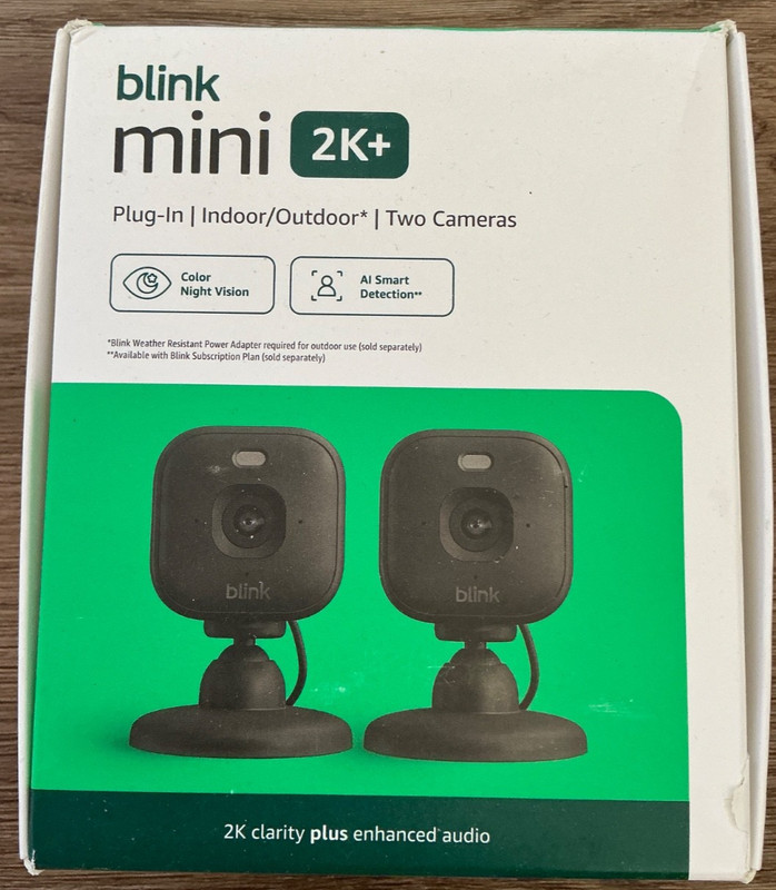 Blink Mini 2K+ (2-Camera Kit) | Plug-In Indoor Camera | Color Night Vision | New
