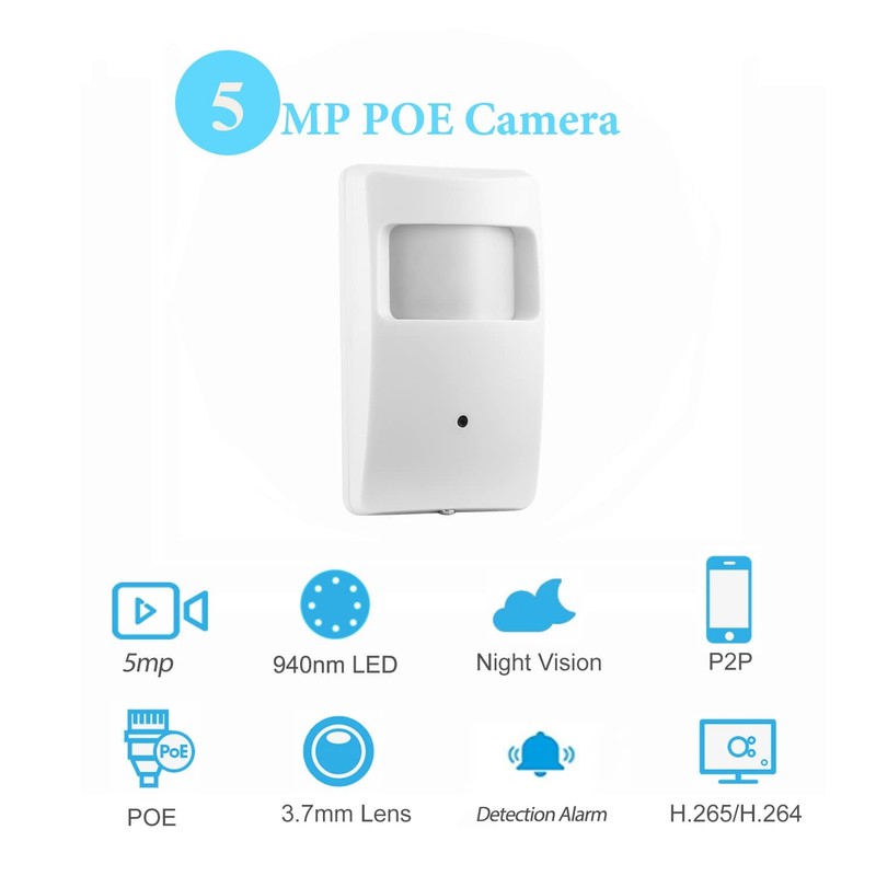 5MP POE IP Indoor ,3.7mm Lens 80° 940nm Invisible LEDs IR Night Vision Mini P... gallery