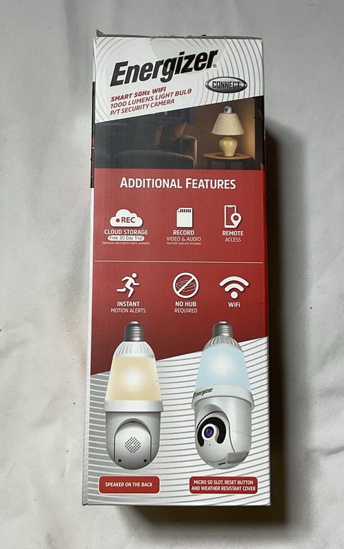 Energizer 5 GHz 2K Pan & Tilt Camera w/ multi-white 1000 Lumen Lightbulb. 3 Pack gallery