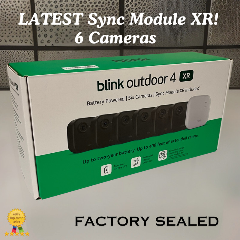 Blink Outdoor 4 + Sync Module XR 6 Camera System Battery Powered – SEALED!