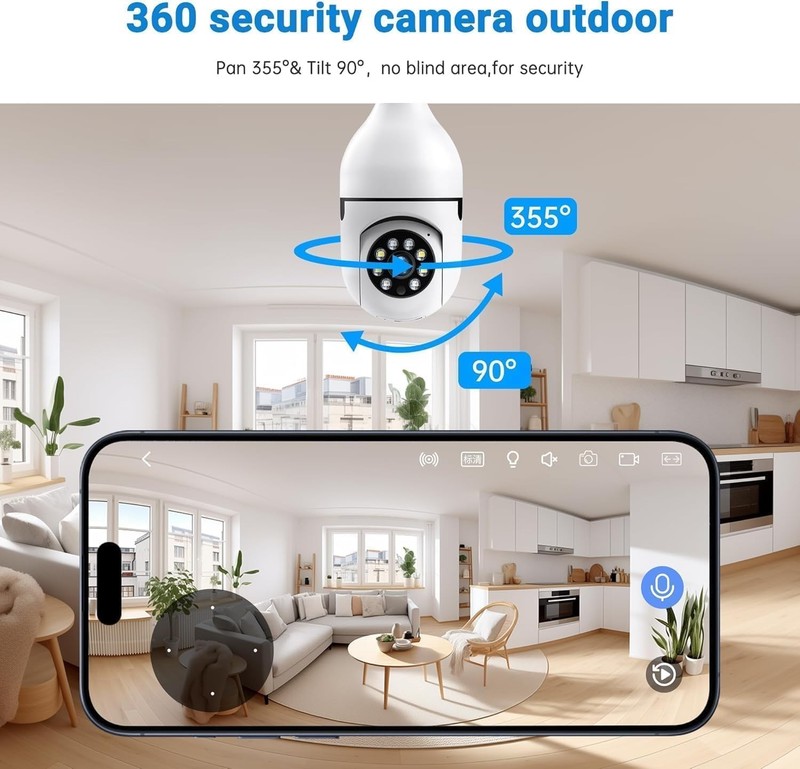 Light Bulb Cameras,5MP & 360° PTZ Light Bulb Outdoor, 5G&2.4G Light Bulbs ,AI... gallery
