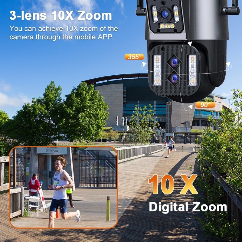 Wifi Security 4+4+4MP Wireless Camera PTZ Home Outdoor Surveillance 2-way Audio gallery